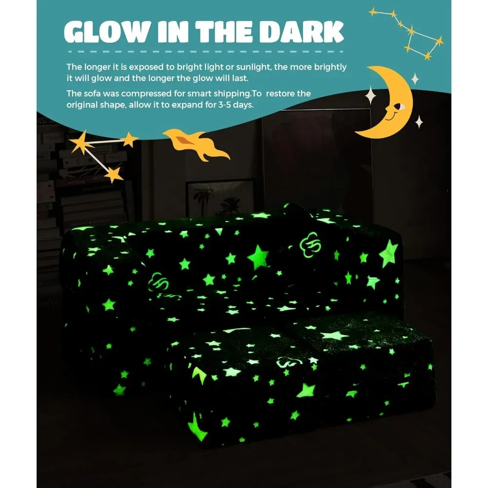 Kids Sofa Glow in The Dark Star Kids Couch Foam Armchair for Kids Fold Out Sofa Bed Sofas 2