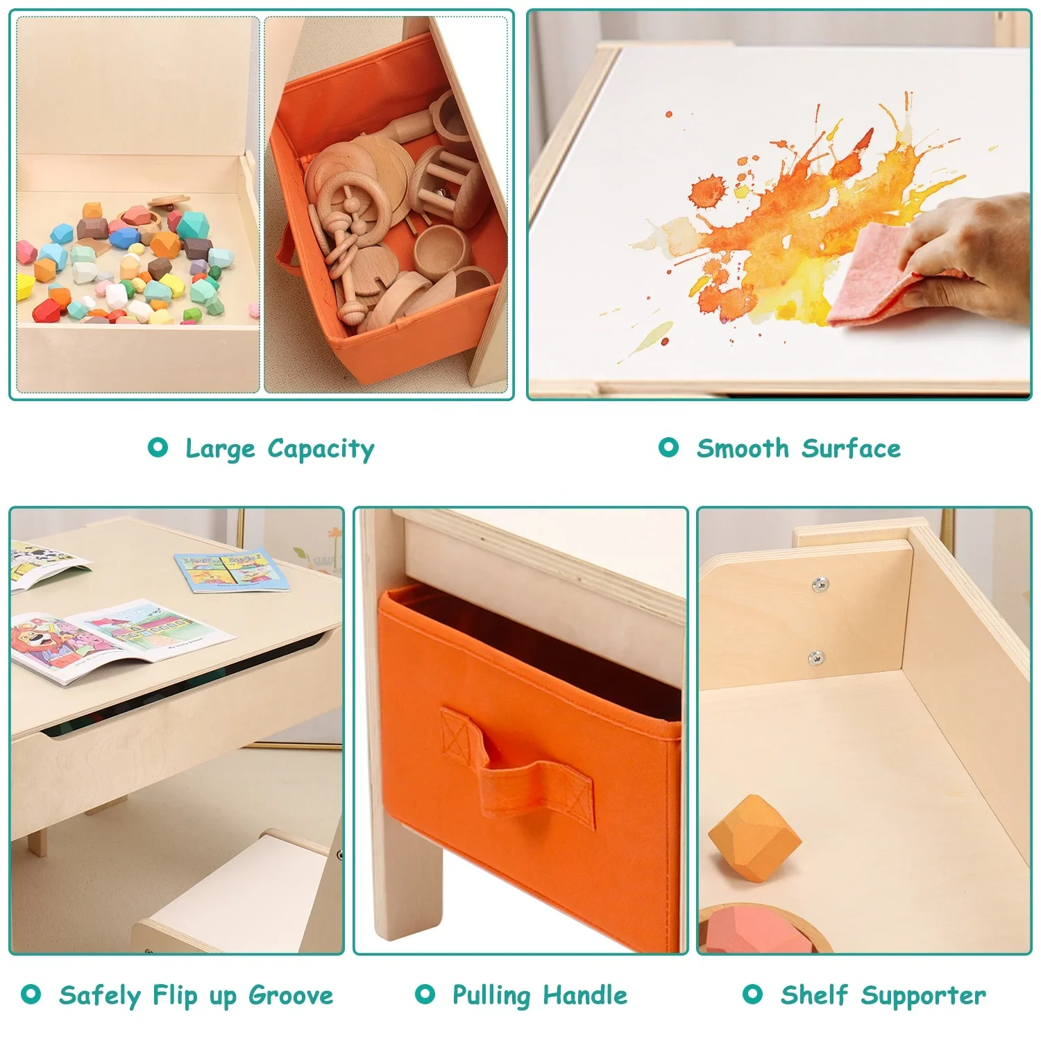 Montessory Wooden Desk Activity Table And Chair Set Kids Table Children's Seat Play Furniture Child Learning Drawing