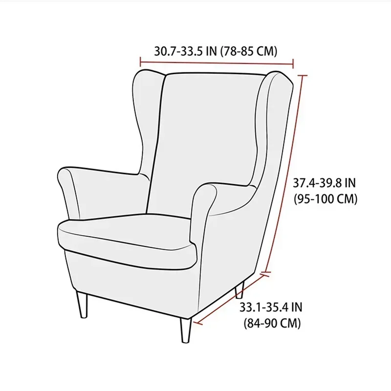 Floral Printed Wing Chair Cover Stretch Spandex Armchair Slipcover Single Sofa Covers with Seat Cushion Cover for Living Room