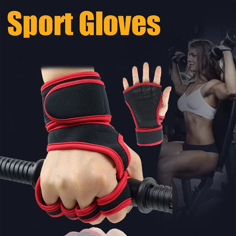 1Pair of sports half finger gloves weightlifting training gloves fitness sports hand wrist palm protector