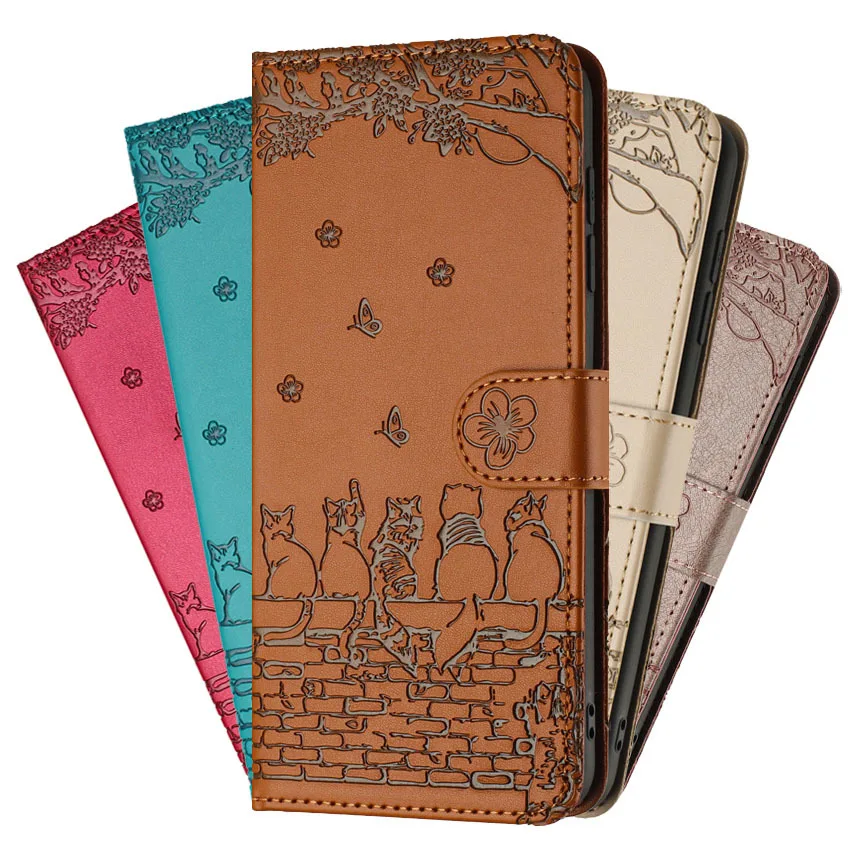 Custodia Per Telefono Fashion Cat Flower Per Samsung Galaxy S21 S22 S23 S24 Plus Ultra S20 Fe A51 A71 Flip Card Holder Custodia Per Libri In Pelle