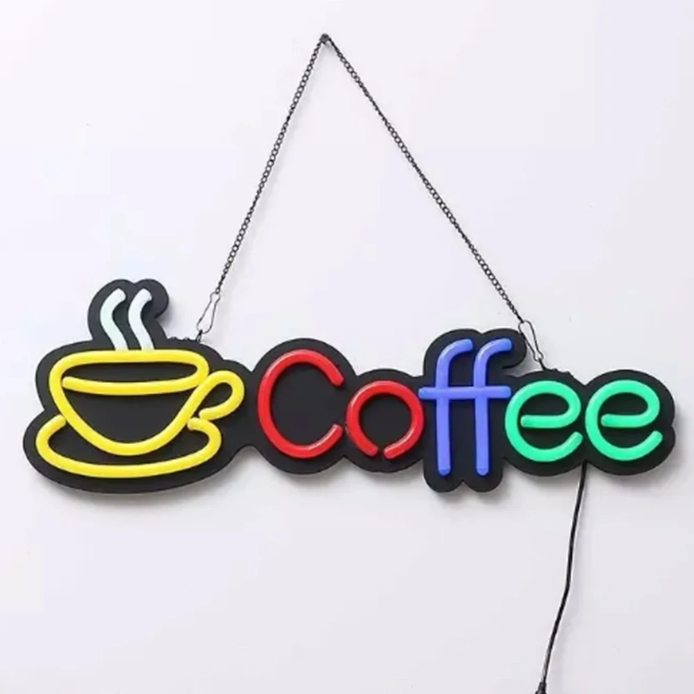 Coffee LED Neon Sign 40x15cm/60x20cm for Cafe Shop Store Wall Hanging