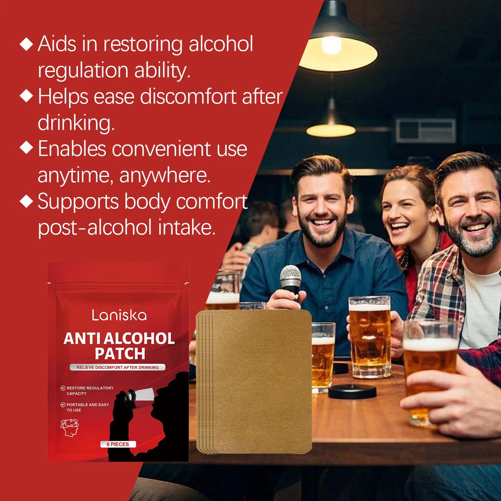 Laniska Anti Alcohol Patch – Herbal Alcohol Support Patch for After-Drinking Comfort - Image 5