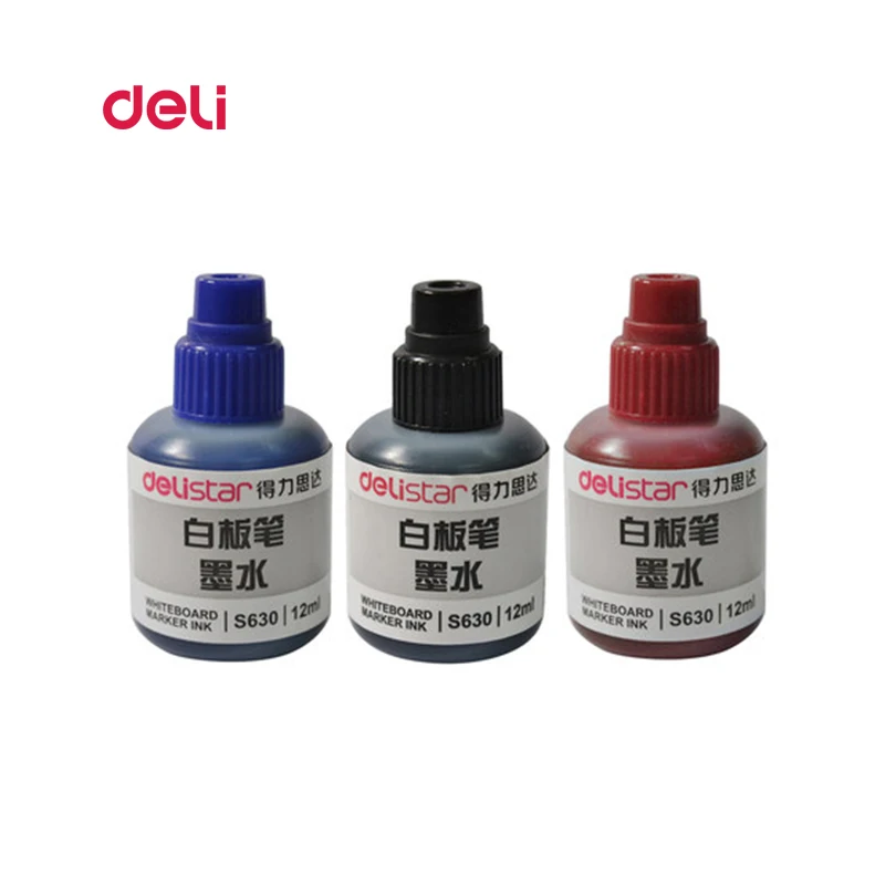 1 Pcs Deli Erasable Whiteboard Marker Pen 1 Ink Bottle Set Office Markers Dry Erase Blue Black Red marker pens