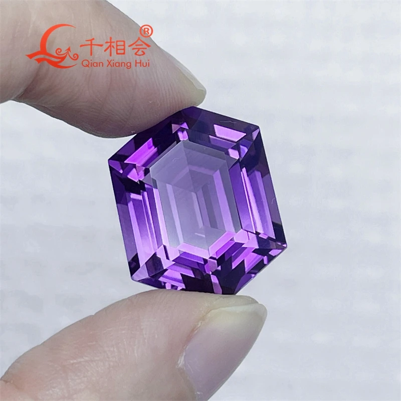 

22.88ct hexagon shape millennium cutting beautiful Natural Amethyst gemstone loose stone for jewelry making GRC certificated