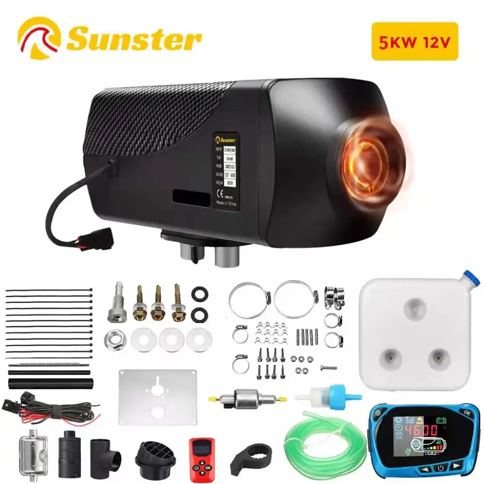 Sunster 5KW Car Heater Diesel Air Heater 12V LCD Switch Remote Control  Truck Boat Bus RV Trailer Air Parking Heater