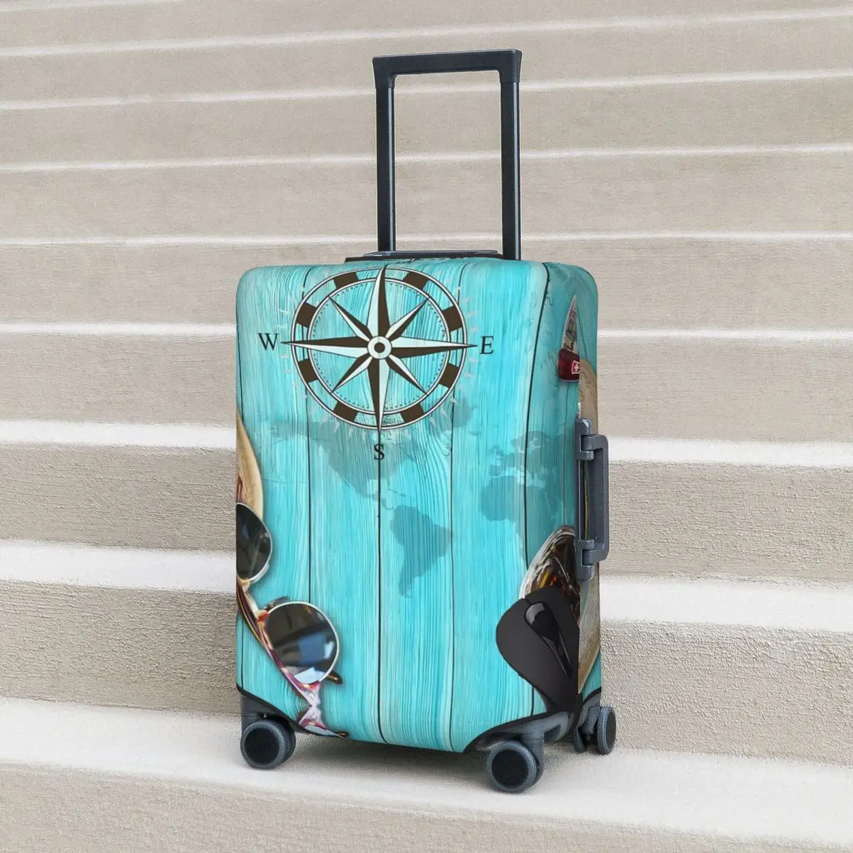 3D 프린트 휴가 여행 가방 커버, 사랑 여행 휴가 크루즈 여행 스트레치 수하물 케이스 보호대