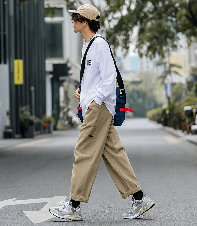 Workwear casual pants straight tube splicing patch pocket pants joggers cargo pants