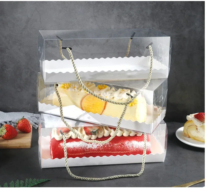 1PCS Transparent Cake Box with Handle, Clear Plastic Portable Cupcake, Swiss Roll, Dess... - SKU TCBH1800 - UGI Packaging
