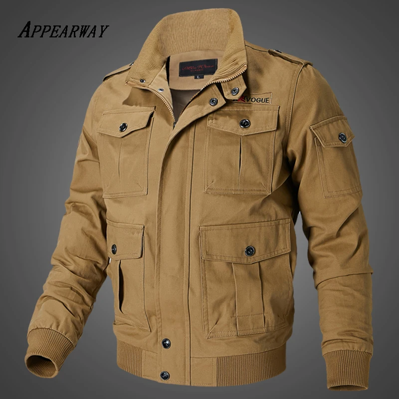 Men Casual Bomber Flight Cotton Jacket Mens Military Jacket New Spring