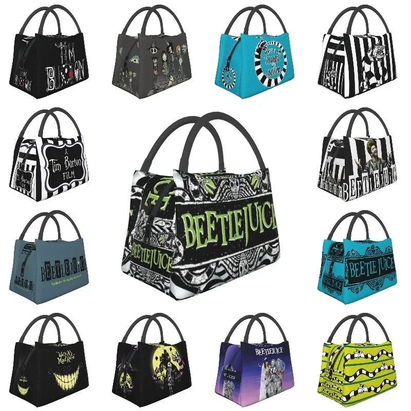Film Horror Beetlejuice Portable Lunch Box Tim Burton Style Cooler Thermal Food Insulated Lunch Bag Office Work Pinic Container