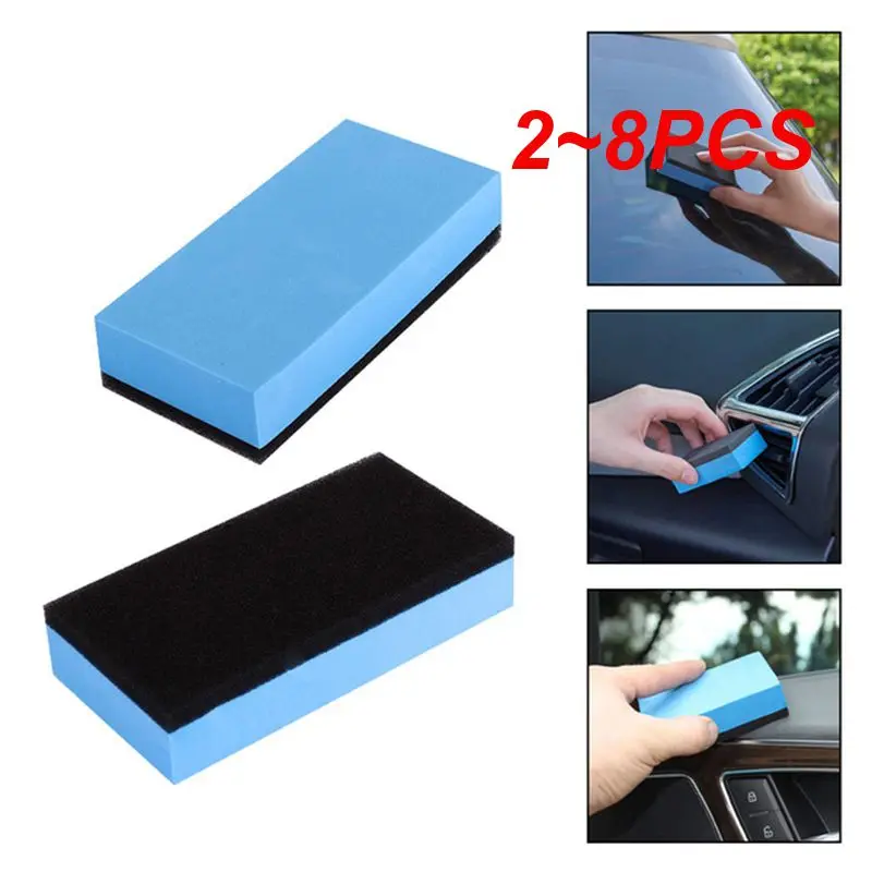 

2~8PCS Car Ceramic Coating Applicator Glass Wax Coat Applicator Pads Sponges Automobile Blue Square Sponge And Cloth