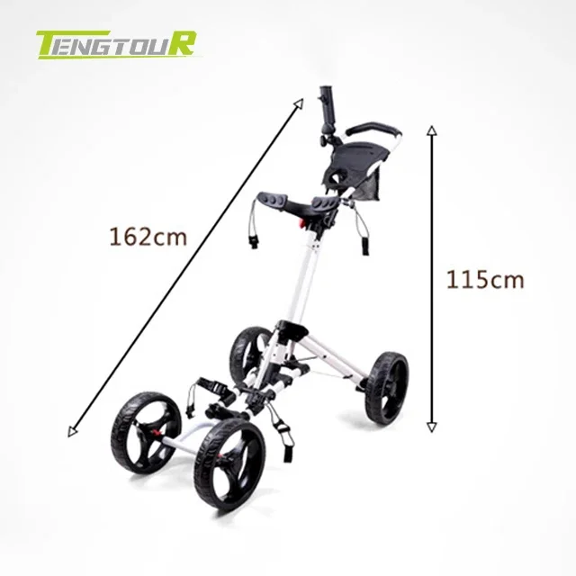 Factory Hot 4 Wheels Foldable Pull Push Golf Cart Golf Trolley