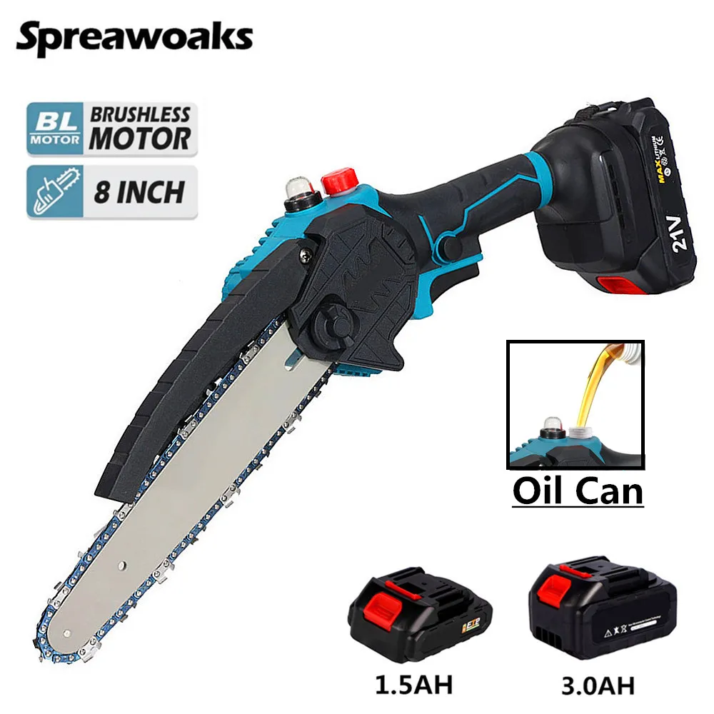 Sega A Catena Senza Spazzole Da 8 Pollici Con Serbatoio Dell'Olio Motosega Elettrica A Batteria Per Potatura Utensili Ricaricabili Per Batteria Makita