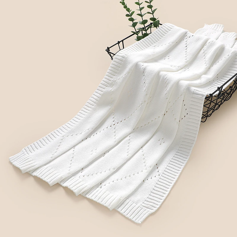 Baby Blankets for New Born Boys Girls 90*70cm Cotton Knitted Infant Stroller Bedding Swaddle Wrap Quilts Plaid Toddler Throw Mat - 4