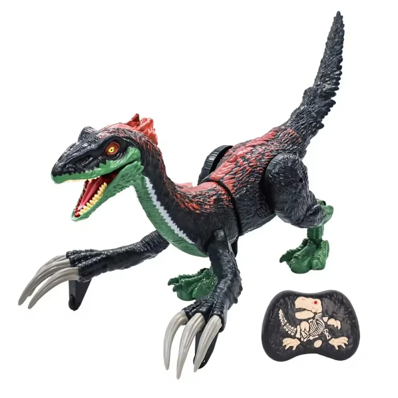 Remote Control Dinosaur Toys 5 Channels Electronic RC Dinosaur Velociraptor Spray LED Light