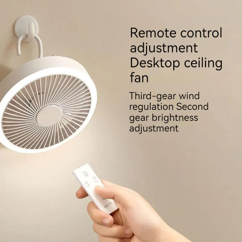 Multifunctional Ceiling Fan USB Silent 6-blade Ceiling Fan Portable for Camping Outdoor Hanging Camper Tents Fan Rechargeable