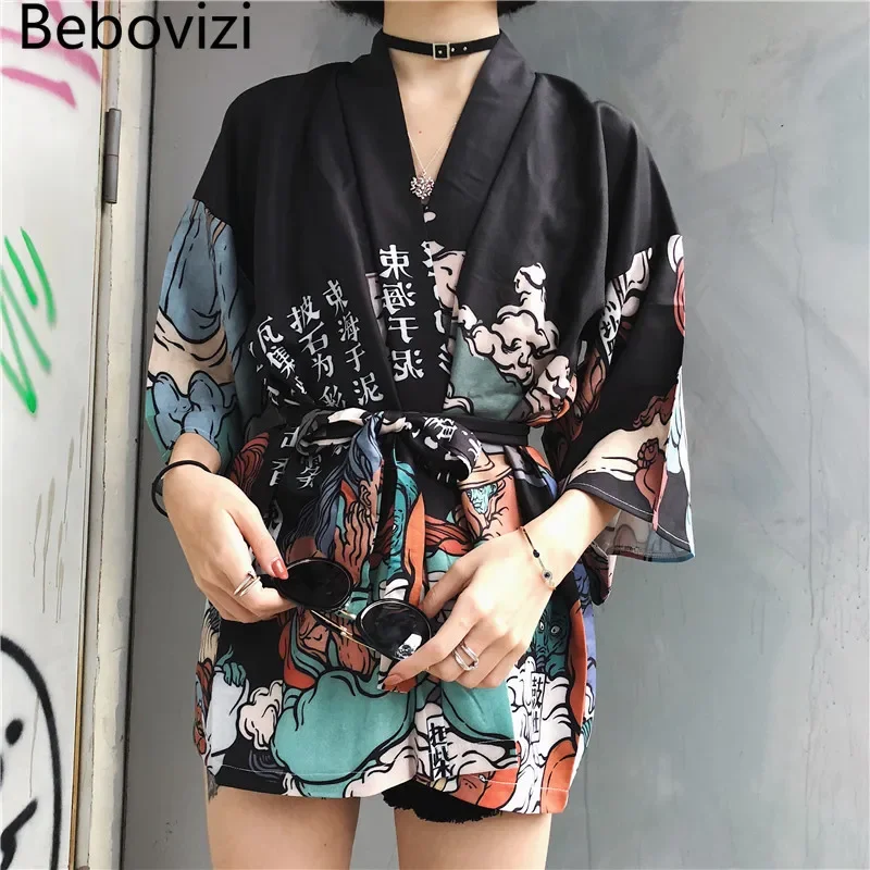 Japanese Kimono Cardigan Shirt Blouse Cosplay Vintage Yukata Summer Beach Robe Clothes for Women