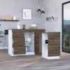 Grecia Kitchen Base Cabinet,Three Drawers, Two Internal Shelves White / Dark Walnut 1
