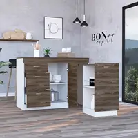 Grecia Kitchen Base Cabinet,Three Drawers, Two Internal Shelves White / Dark Walnut 1