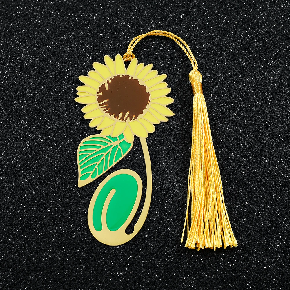 Metal Bookmark Bookmarks Stationery Supplies 1Pcs Handmade Flower Bookmark Sunflower & Lotus Brass For Book Lovers Reading Markers