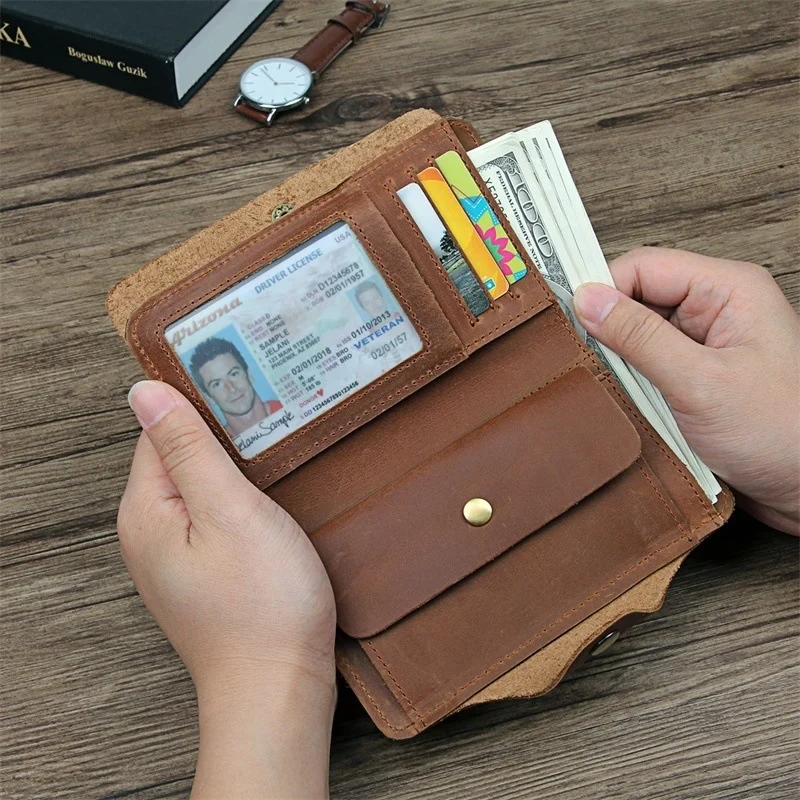 

High Quality Men Wallet Vintage Design Bifold Purse For Credit Cards Women Unisex Leather Burse