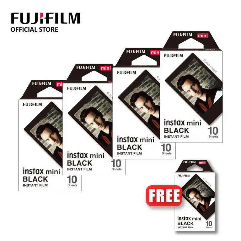Fujifillm Instax Mini Black Frame Color Film 10/30/50 Sheets For Fujifillm Instant Mini 12,11, 9, 8 7s Camera For SP-1/2 Printer
