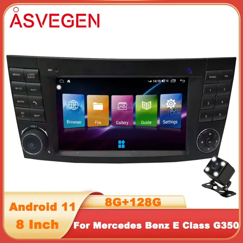 

Автомобильный мультимедийный плеер, проигрыватель на Android 11, с экраном 8 ", GPS, для Mercedes Benz E Class W211 G350, радио, аудио, видео