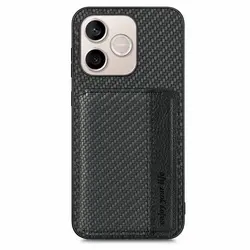 RFID Leather Wallet Holder Card Case - Premium Back Cover for Honor 400 Smart (Black)