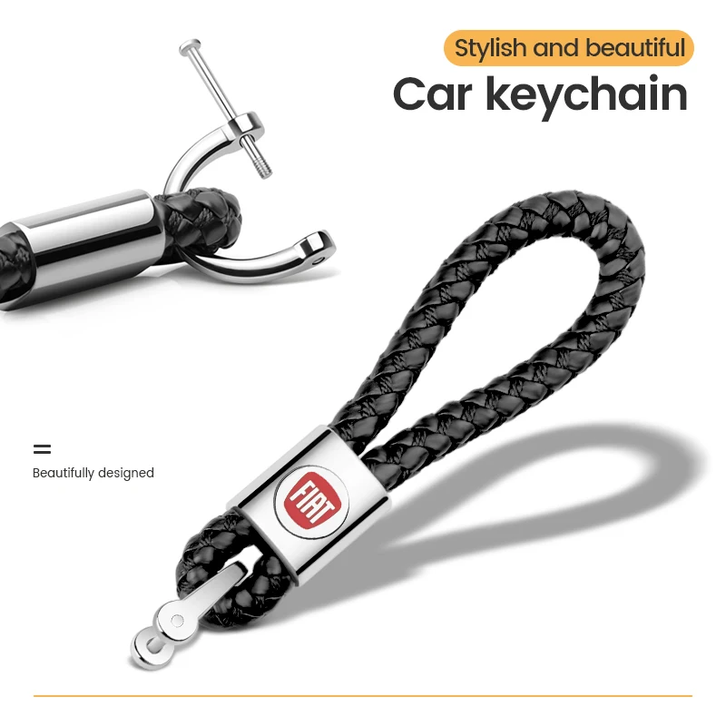 

Car Styling 3D Braided rope Metal alloy Auto Logo Fashion Keychain Key Chain Key Rings For Fiat Grande Punto 500 Abarth Panda