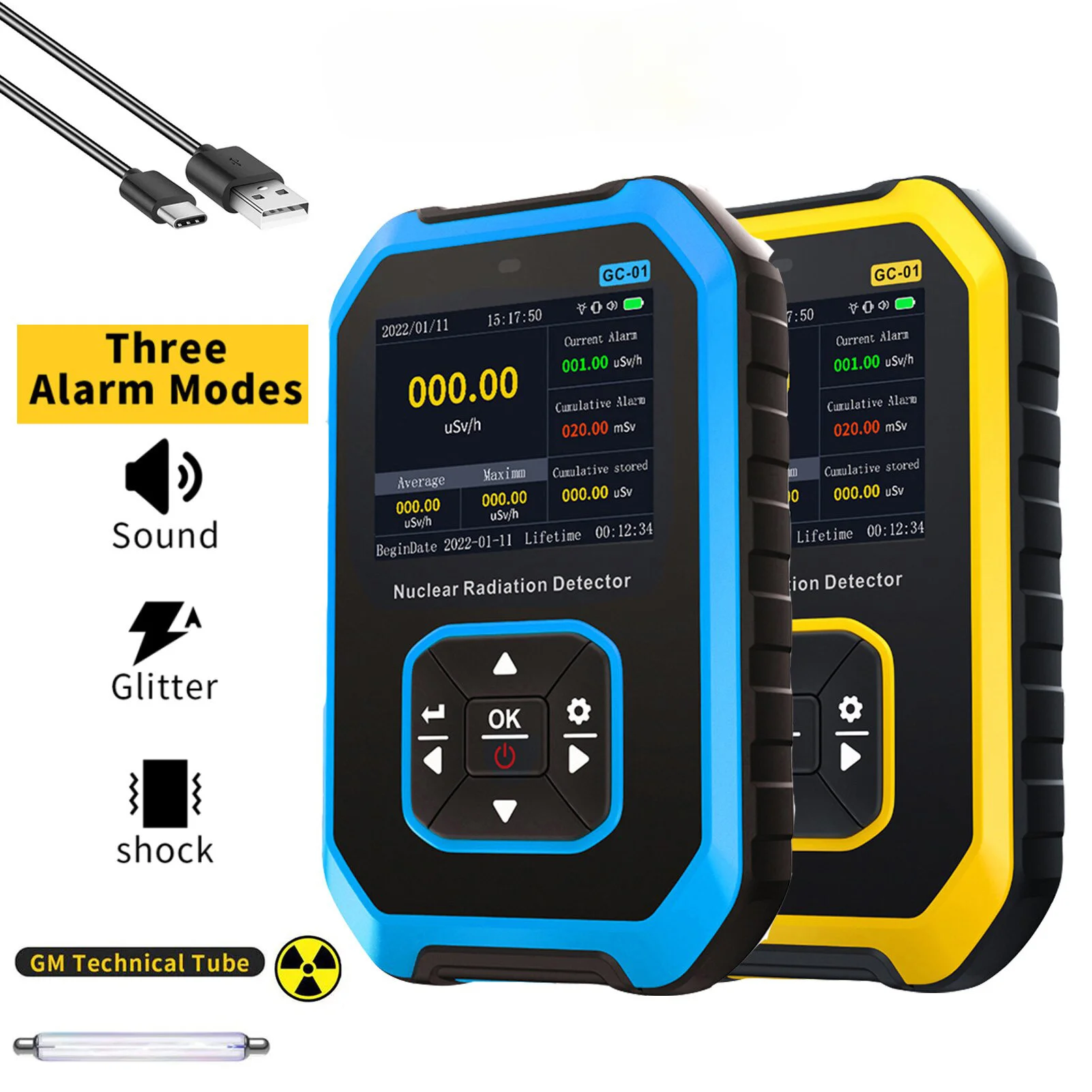 

GC-01 Geiger Counter Nuclear Radiation Detector X-ray Beta Gamma Detector Dosimeter Y-ray β-ray Radioactive Tester