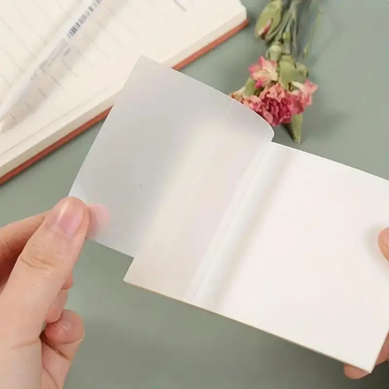 Note adesive trasparenti, carta memo minimalista scrivibile, può essere utilizzata per appunti multipli, 50 fogli - immagine 5