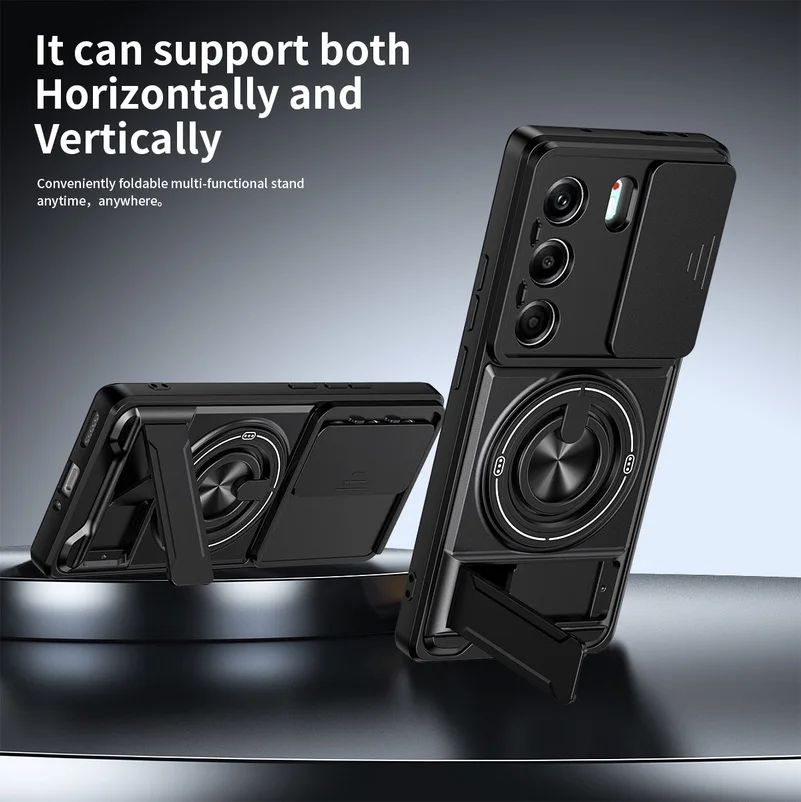 Enhanced 2-in-1 Ring Grip Magnetic Car Holder Case with Lens Protection