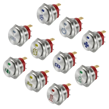 สวิตช์โลหะแบบกำหนดเอง ขนาด 16/19/22/25/30 มม. - แบบล็อคตัวเอง, ไฟ LED, กันน้ำ 16A 12V/24V/220V สำหรับเรือ/รถยนต์/มอเตอร์ไซค์ 1