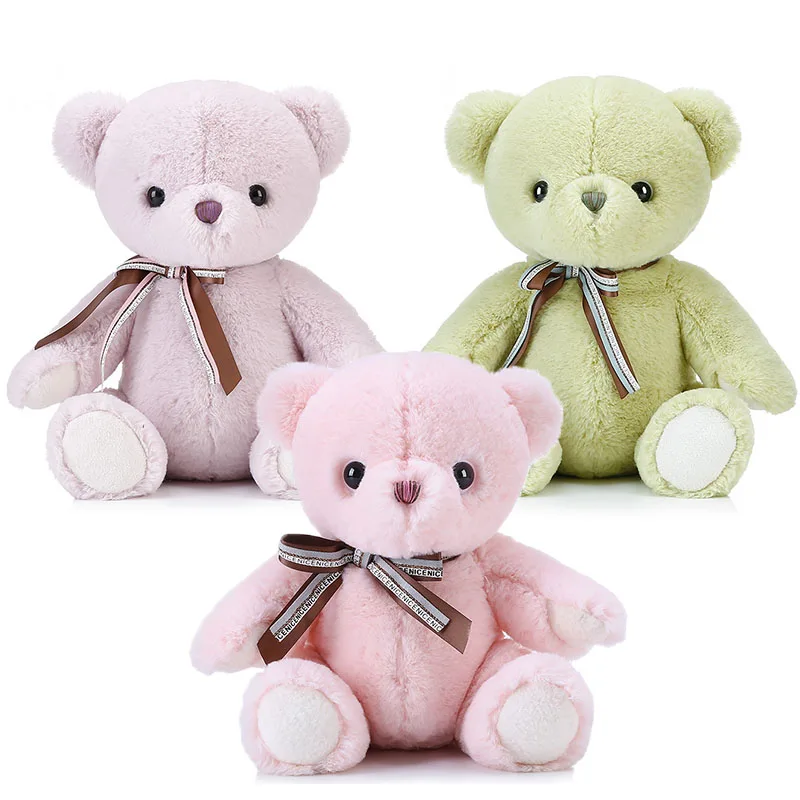 30CM Cute Colorful Bow Tie Bear Toys Cute Fluffy Teddy Bear Plush Toy