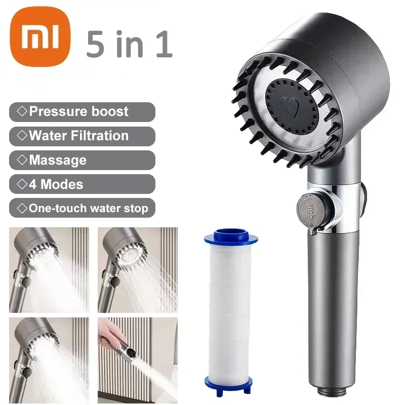 Shower Head Xiaomi Mijia 4 Modes Shower Head High Pressure Showerhead One-Key Stop Water Massage Shower Head with Filter Element Bathroom
