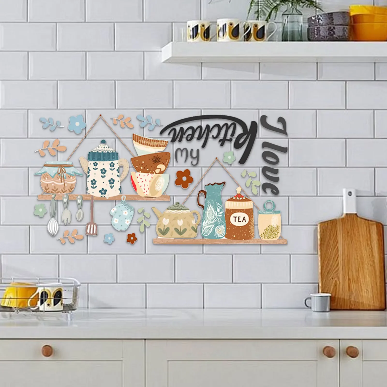Cartoon Pattern Wall Stickers DIY Cafe Restaurant Living Room Home Decoration Self-adhesive Kitchen Decorative Stickers 30*60cm