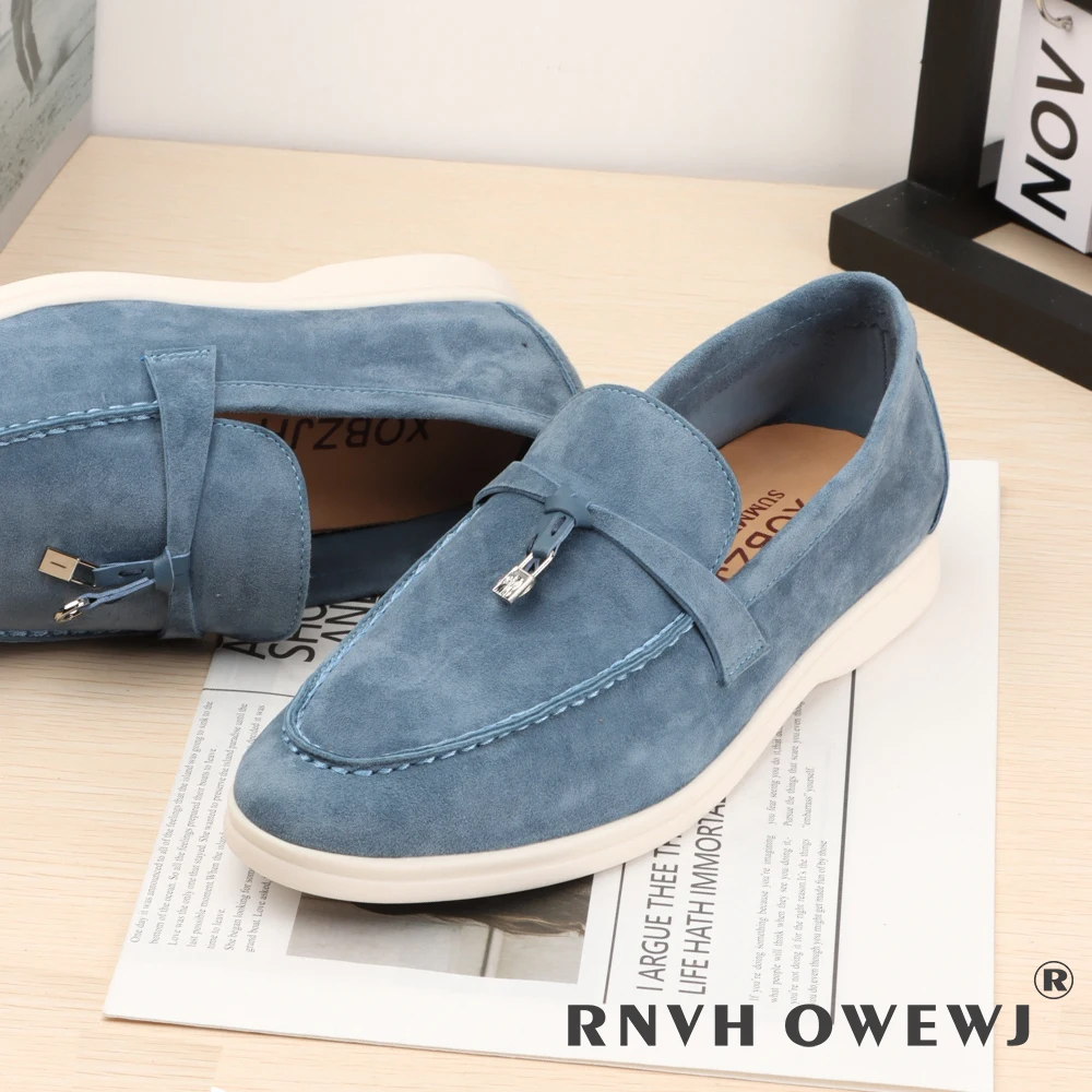 Top Quality Suede Leather Women loafers 2023 Summer Women's Flat Moccasins Causal Comfortable Mules Slip on Men Lazy Loafers 4