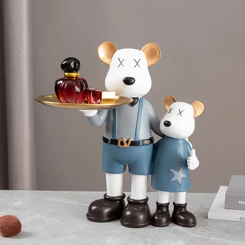

Nordic Cute Cartoon Violent Bear Storage Tray Resin Adornment Home Room Coffee Table Sculpture Crafts Club Bar Furnishing Decor