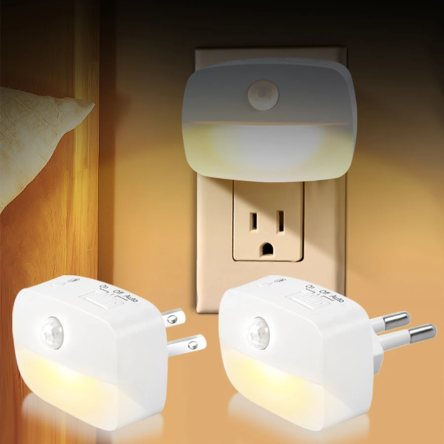 Motion Sensor LED Under Cabinet Light US/EU Plug LED Night Lamp for Kitchen Bedroom Hallway Stairs Cupboard Closet 3 Colors led night light led cabinet light led motion sensor light cabinet lights motion sensor light led cabinet lights motion sensor lights under cabinet light