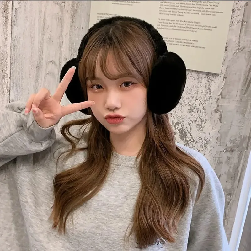 단색 부드러운 플러시 이어 워머, 따뜻한 귀마개, 패션 이어 커버, 야외 방한 이어 머프, 접이식 이어 플랩, 겨울