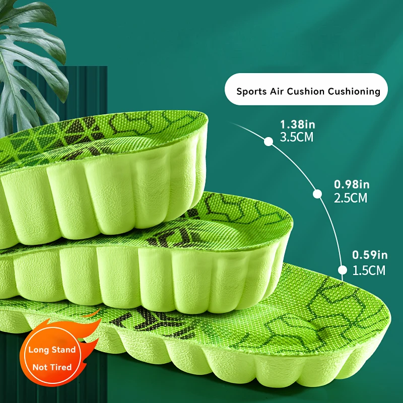 1 Pair New Green Pattern Invisiable Height Increase Insoles For Feet Comfortable Soft Breathable Mugwort Anti-odor Pads