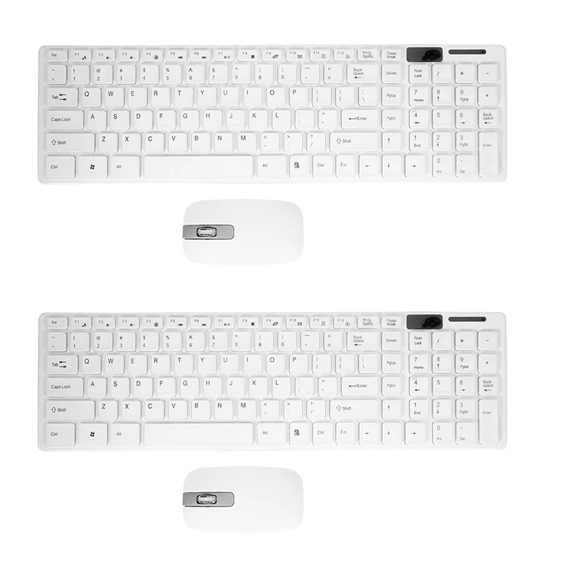 

2X Wireless Slim White Keyboard + Wireless Optical Mouse Set For PC And Laptop