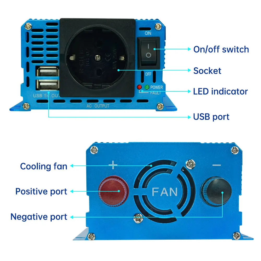 Pure Sine Wave 1000W 1200W 2000W DC 12V To AC 230V 50Hz/60Hz Converter Universal EU Socket Car Cigarette Lighter Plug Inverter pure sine wave inverter vehicle inverter car converter inverter car inverter car power converter power inverter
