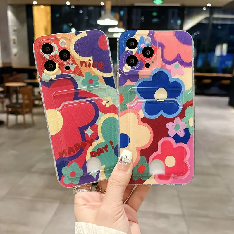 Custodia Per Telefono Porta Carte Graffiti Oil Flowers Per Realme 12 11 10 9 Pro Plus 5G 4G 8 5 5I 6I 7I 8I 9I Narzo 50A 50I 50 30 20 Cover