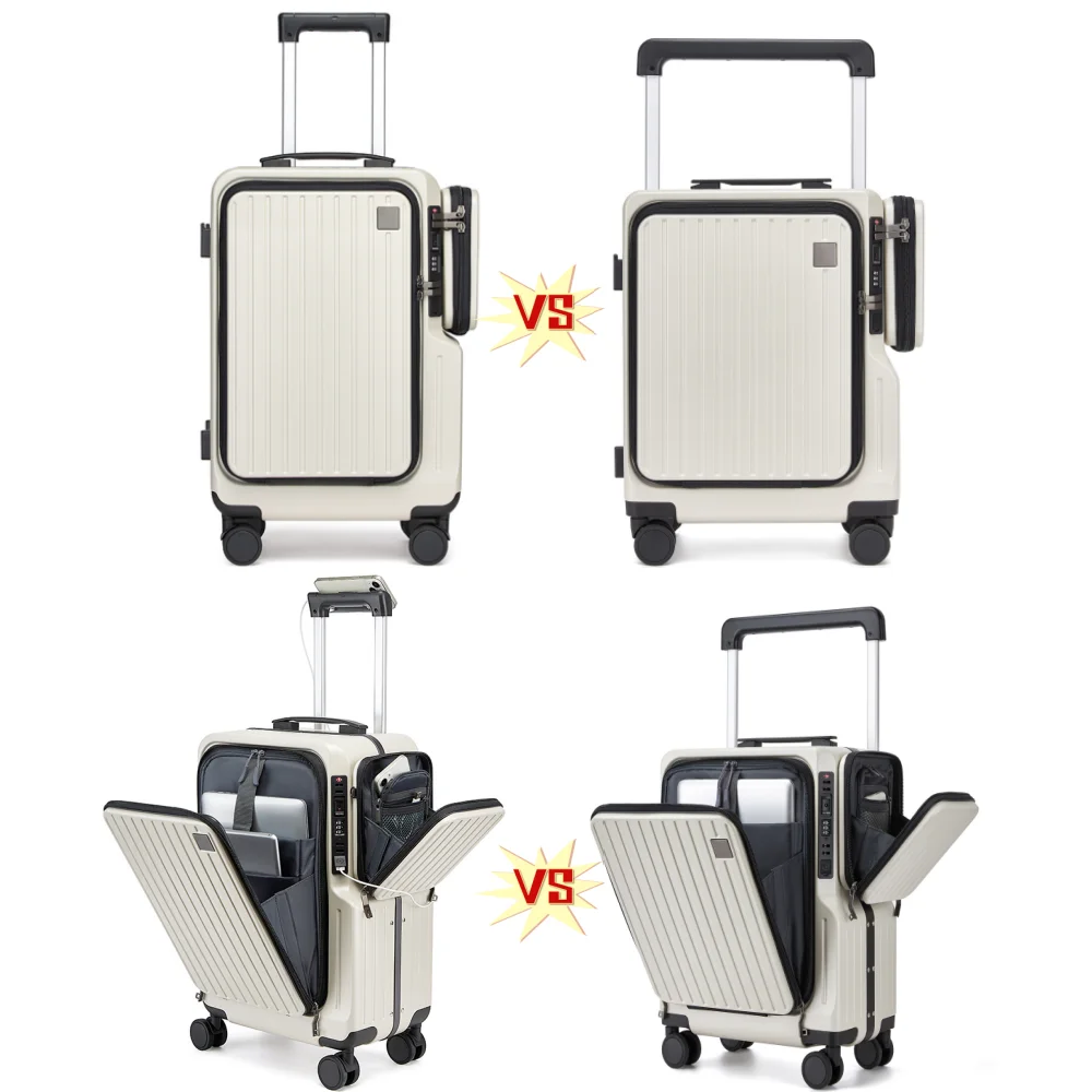 Front Opening Suitcase Deep Warehouse Capacity 20inch Rolling Luggage Aluminum Frame with Detachable Bag Portable Business Trip - Image 2