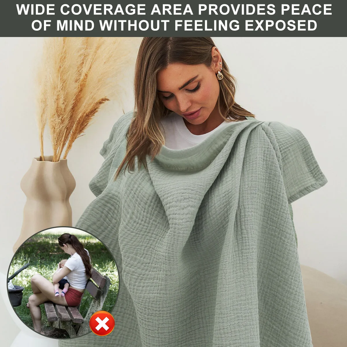 Nursing Cover Cotton Breathable Breastfeeding Cover Outdoor Privacy Mother Nursing Cloth Lightweight Portable Apron New