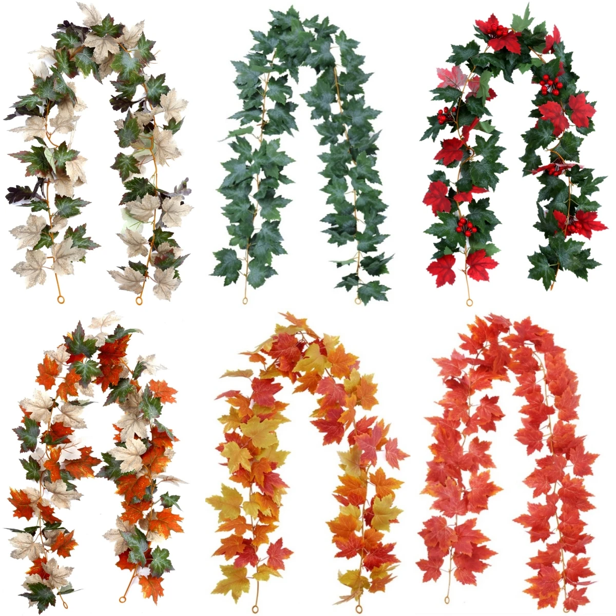 Künstliche Blätter Herbst Blatt Girlande hängende Ranken Blumen Seide gefälschte Pflanze für Halloween Weihnachten Hochzeit Party Home Dekoration