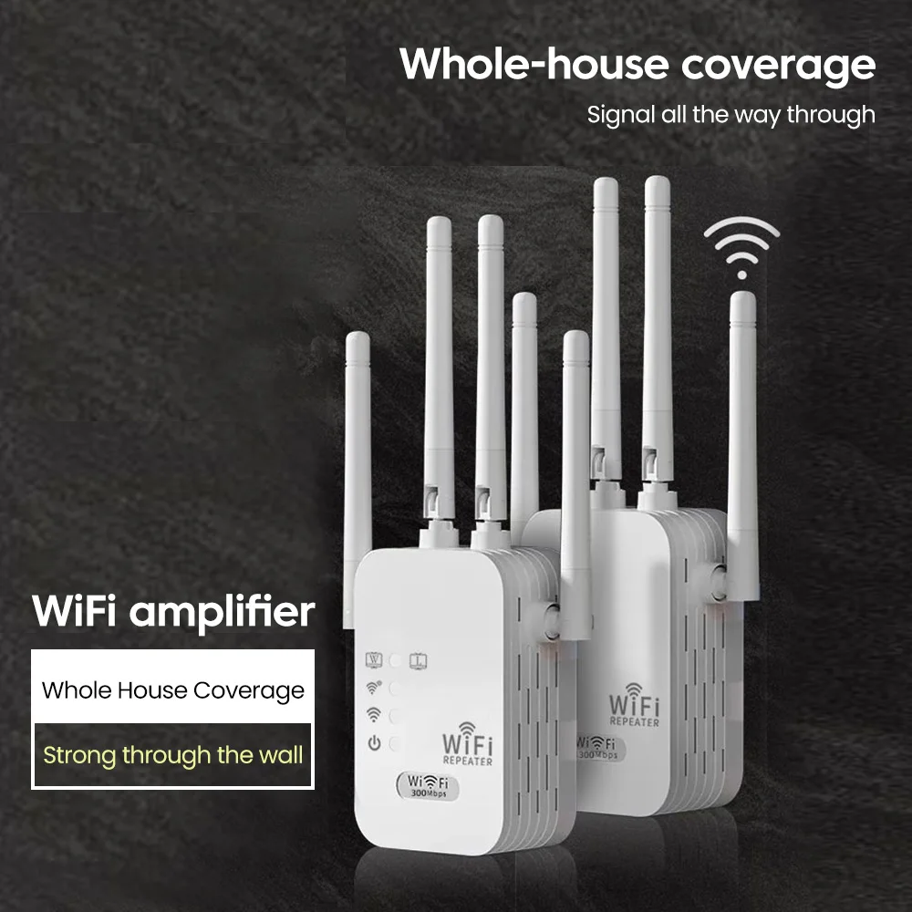 300M Wi Fi Router WiFi Repeater EU Plugs Standards 4 Antennas 2.4G/5G Dual Frequency Wireless Network Signal Amplifier Extenders