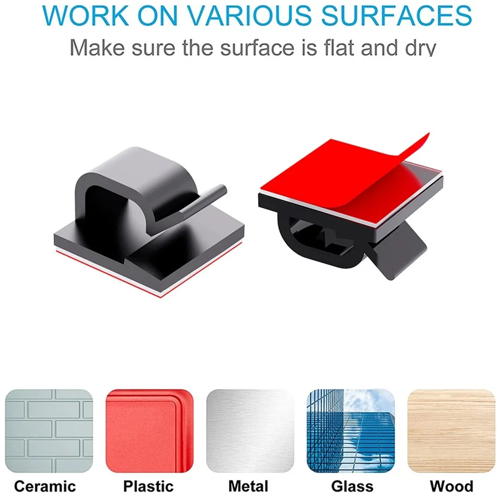 50PCS Cable Management Clip Block Line Clamp Arrangement Protector Fixations Cord Holder Clearance Winder Clips Attache Home